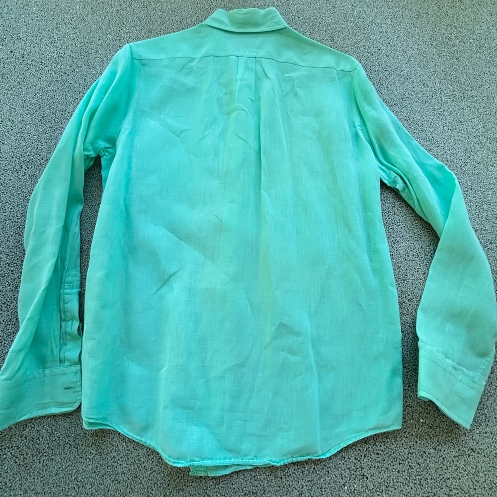 Vineyard Vines Linen Shirt Mens M Mint Green Long Sleeve Coastal Preppy - Picture 5 of 6